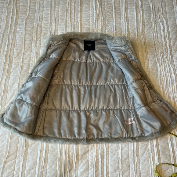 Talbots Wool Blend Cable knit Sweater Vest Faux Fur Metallic  Lining SZ SP - Picture 10 of 16